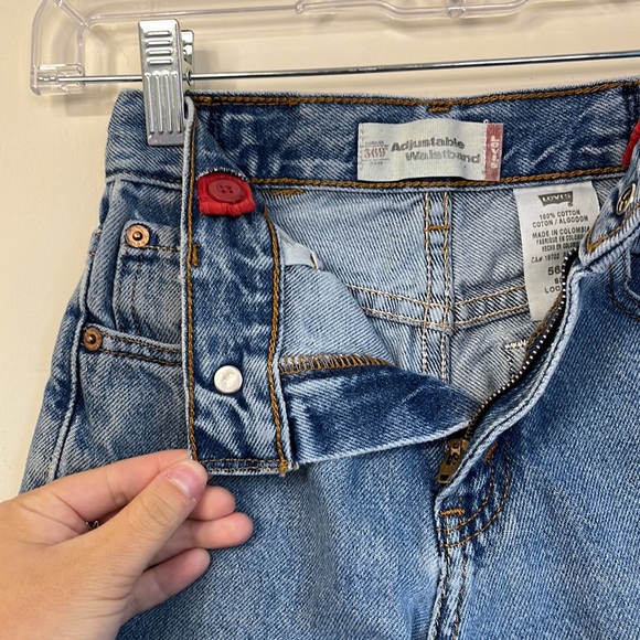 Levis 569 Slim Loose Fit Boys Adjustable Waist Distressed Denim Jeans Size 6 - Picture 10 of 10